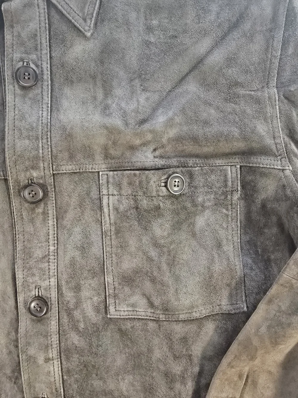 Men's Suede Shirt Jacket in Olive
